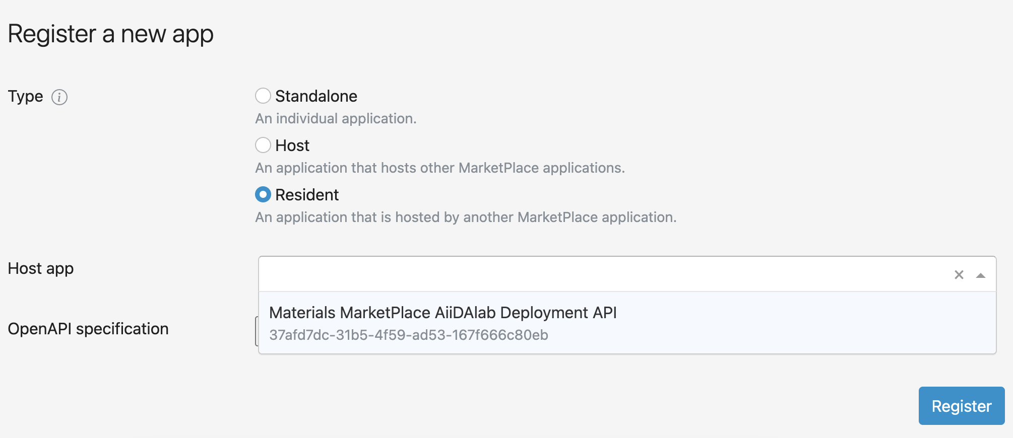 AiiDAlab resident App registration
