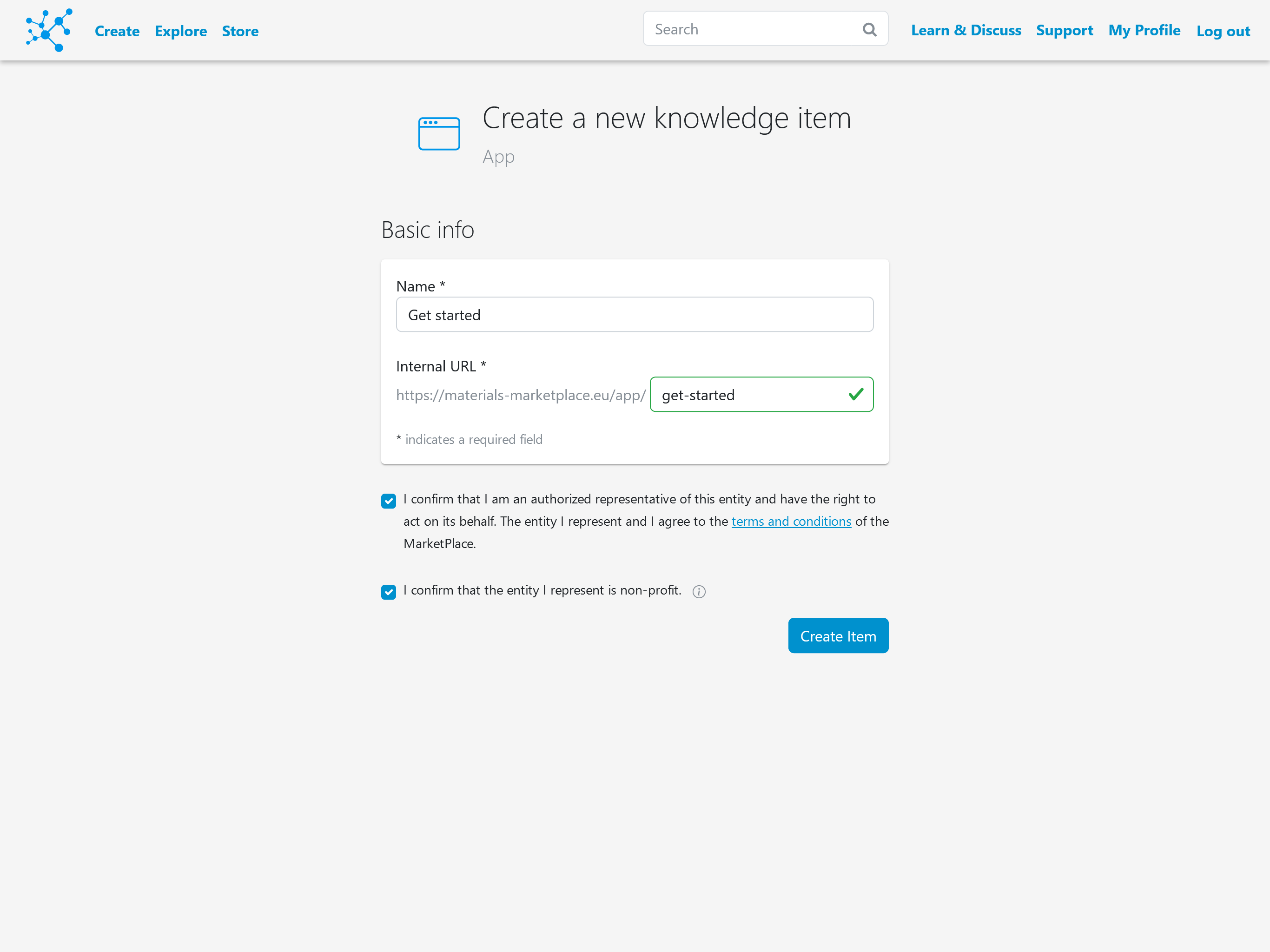 Create app item
