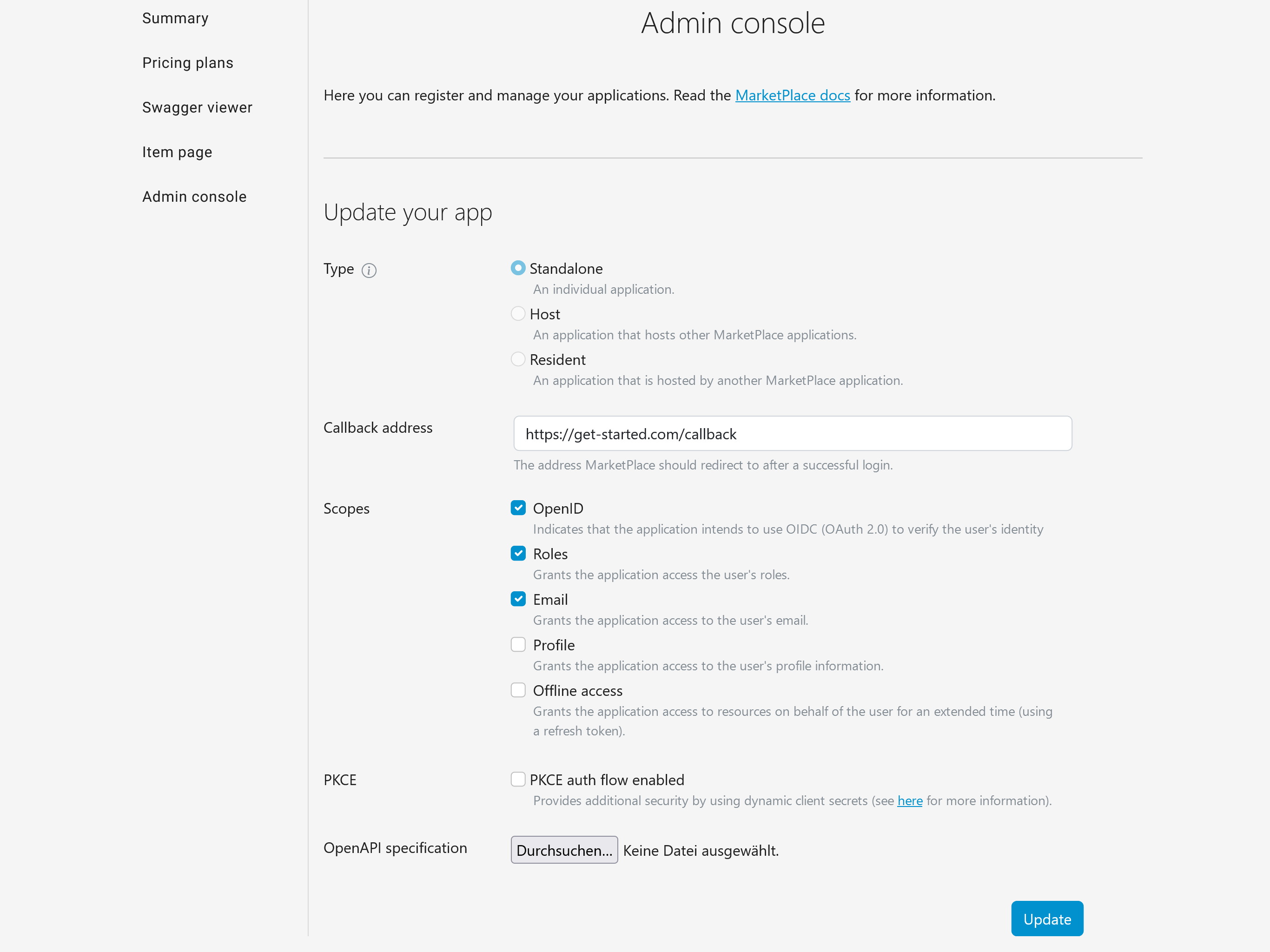 Update the application